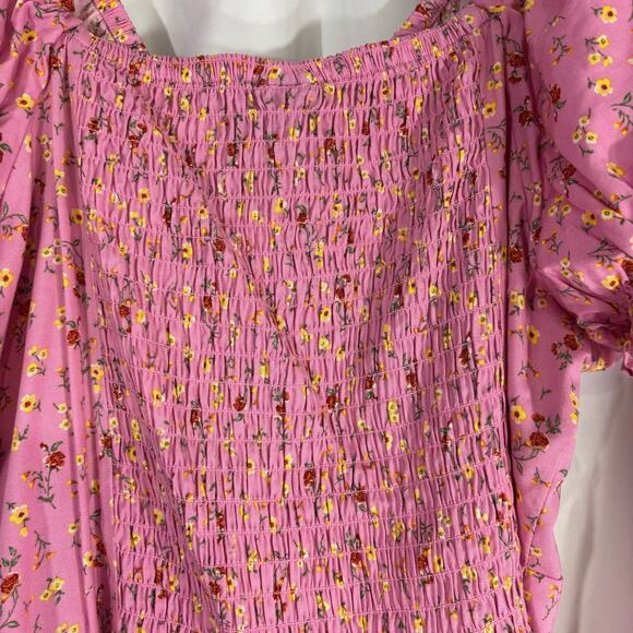 Torrid Pink Challis Puff Sleeve Crop Top Size 2 (18/20) Women’s Plus Casual - Picture 8 of 9